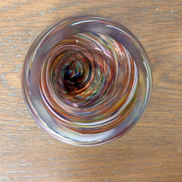 Murano Iridescent Multicolor Swirl Glass Votive Candle Holder - Picture 3 of 7